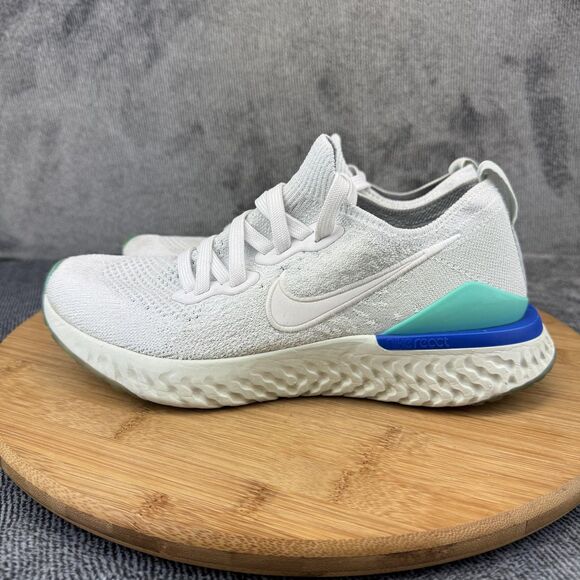 Nike Epic React Flyknit 2 Shoes Womens Size 6.5 White Teal Running BQ8927-105 - Picture 1 of 11
